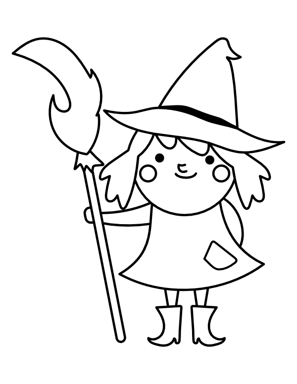 Printable cute witch coloring page