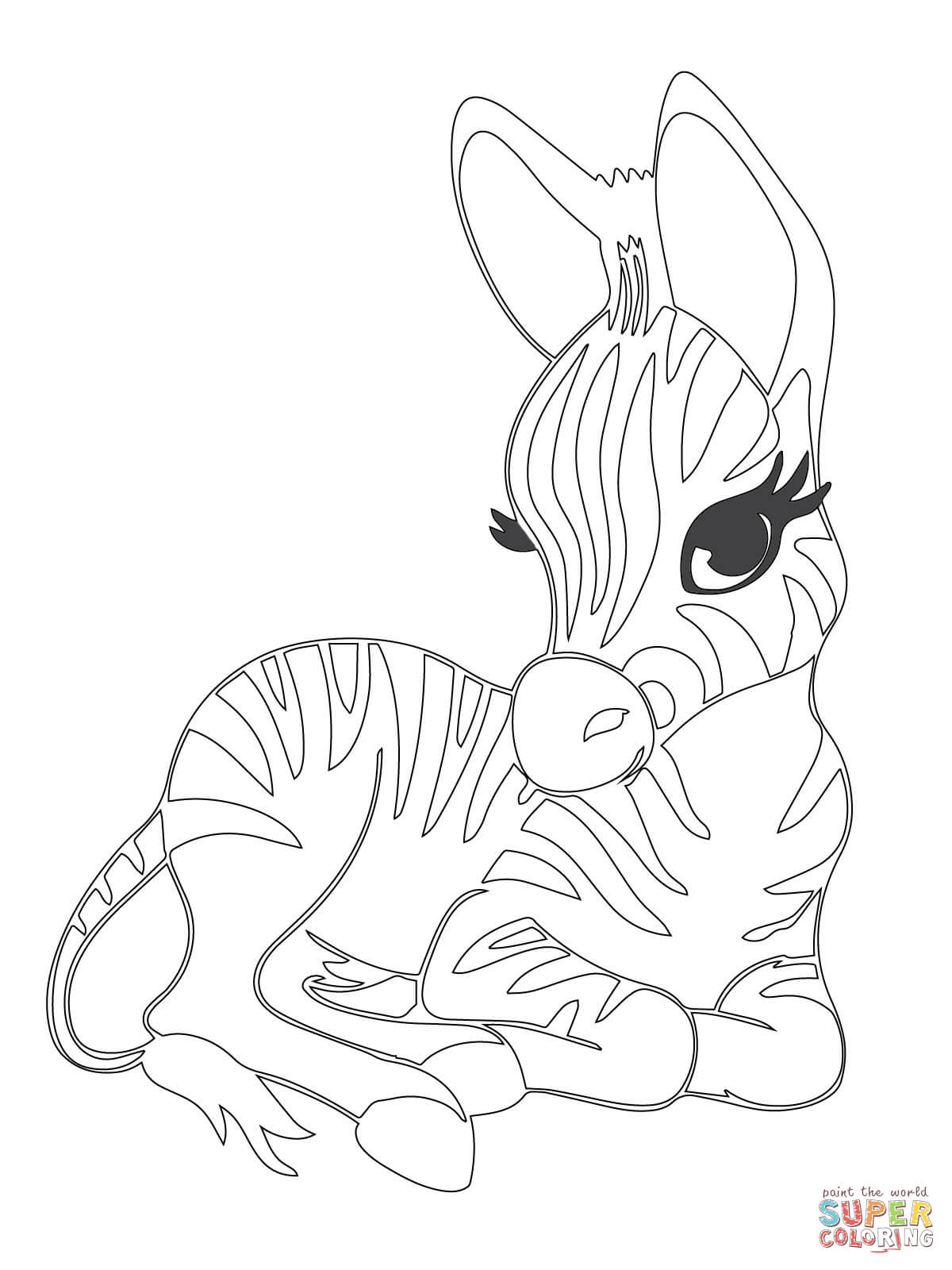 Cute baby zebra coloring page free printable coloring pages