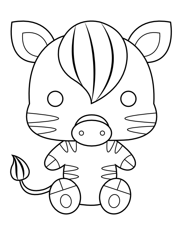 Printable kawaii zebra coloring page