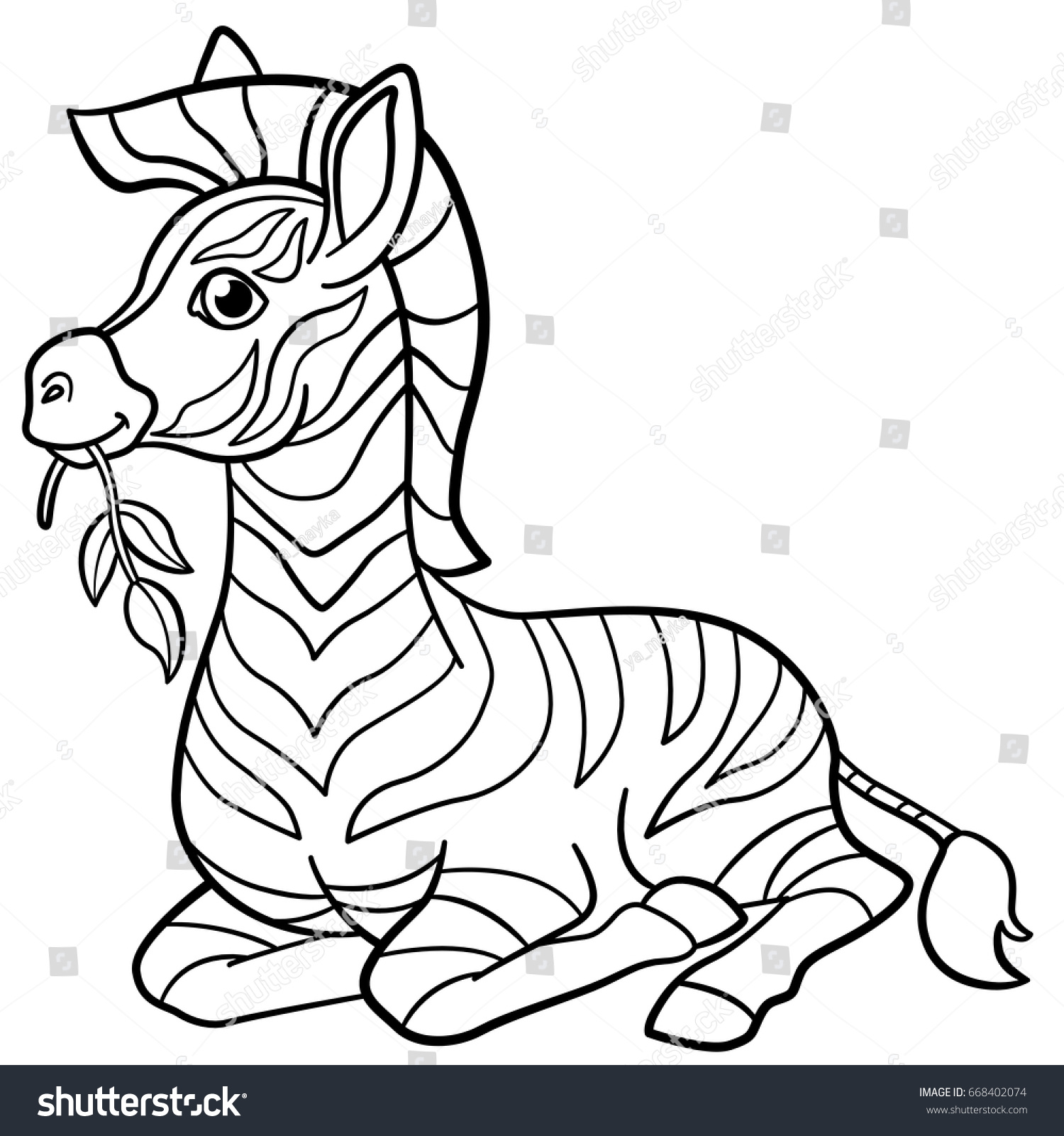 Coloring pages little cute baby zebra stock vector royalty free