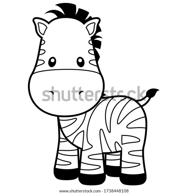 Cute zebra coloring page vector illustration stock vector royalty free