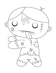 Cute zombie walking coloring page