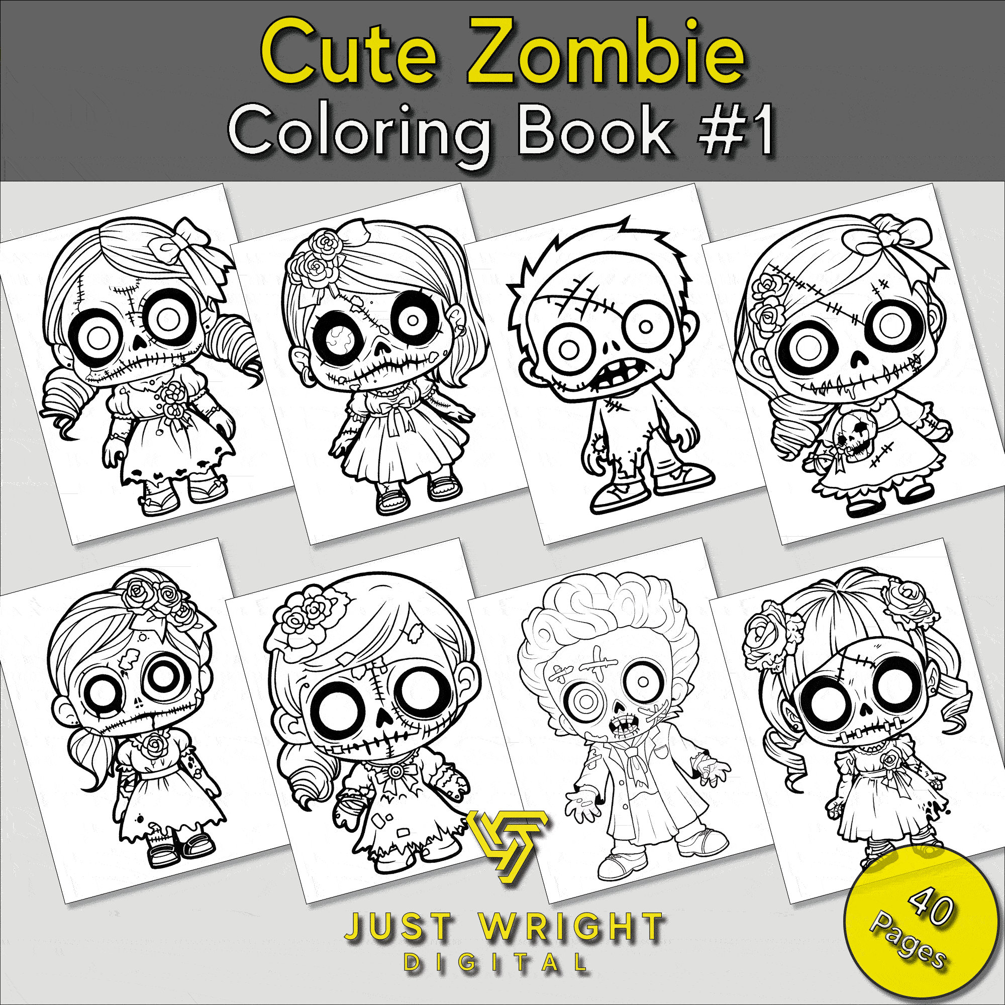 Cute zombie coloring book halloween coloring pages