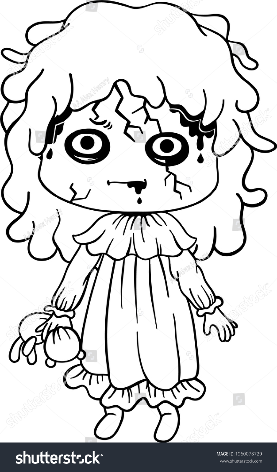 Zombie coloring cute girl coloring pages stock illustration