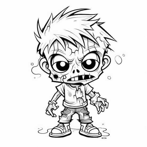 Premium ai image cute zombie coloring page for kids