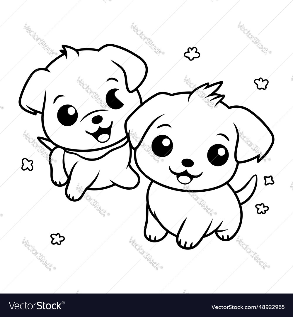 Coloring page outline of cute puppy royalty free vector