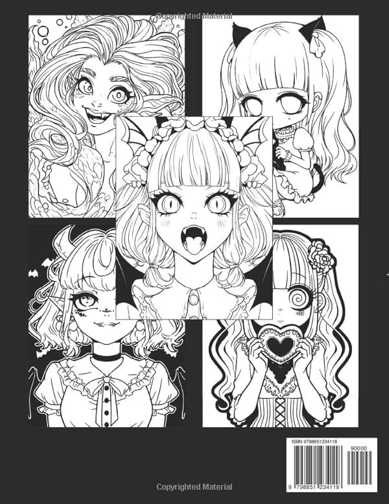 Creepy cuties coloring book cute and creepy adult coloring pages with adorable anime girls gothic style and more to relax and relieve stress georgie mata books