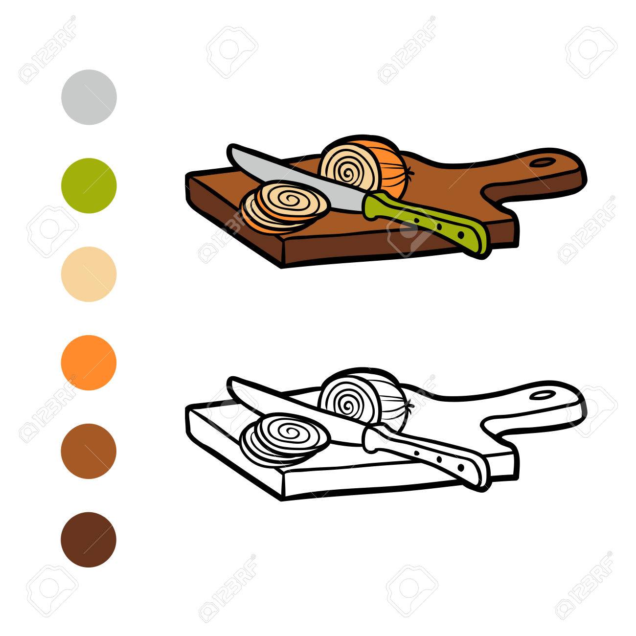 Coloring book for children cutting board and onion royalty free svg cliparts vectors and stock illustration image