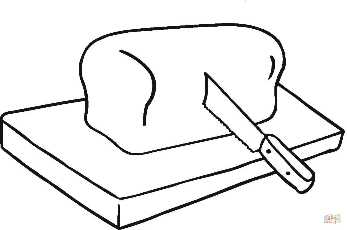 Bread on cutting board coloring page free printable coloring pages