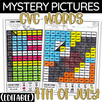 Th of july cvc words practice coloring pages editable worksheets made by teachers