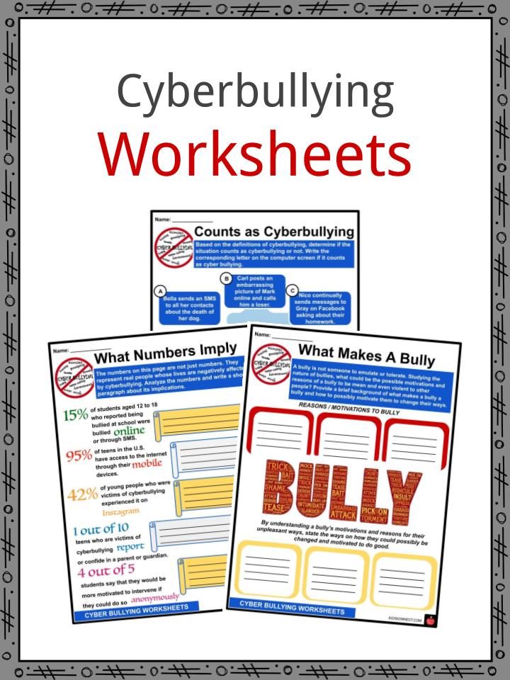 Cyberbullying facts worksheets effects for kids