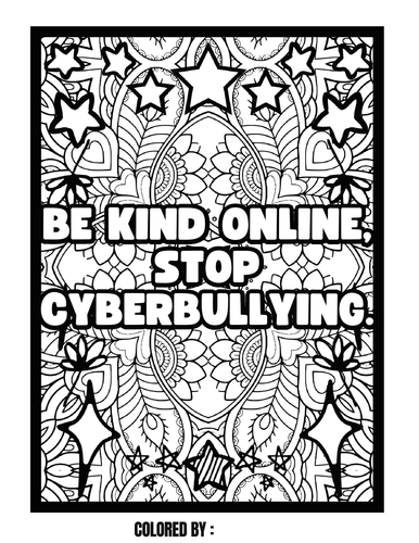 Cyberbullying bullying prevention bully free activity saying coloring pages teaching resources
