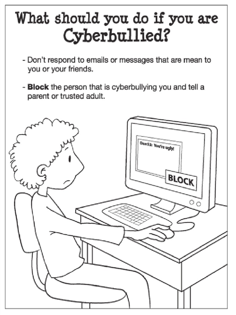 Cyberbullying coloring page pdf