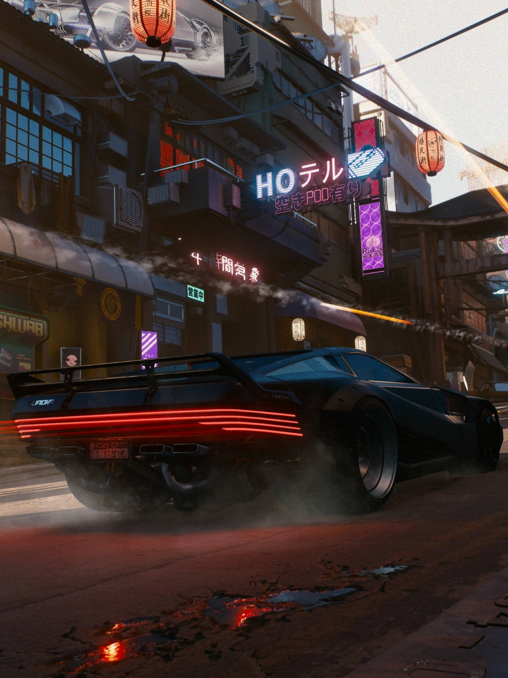 Download car chase in cyberpunk for android wallpaper