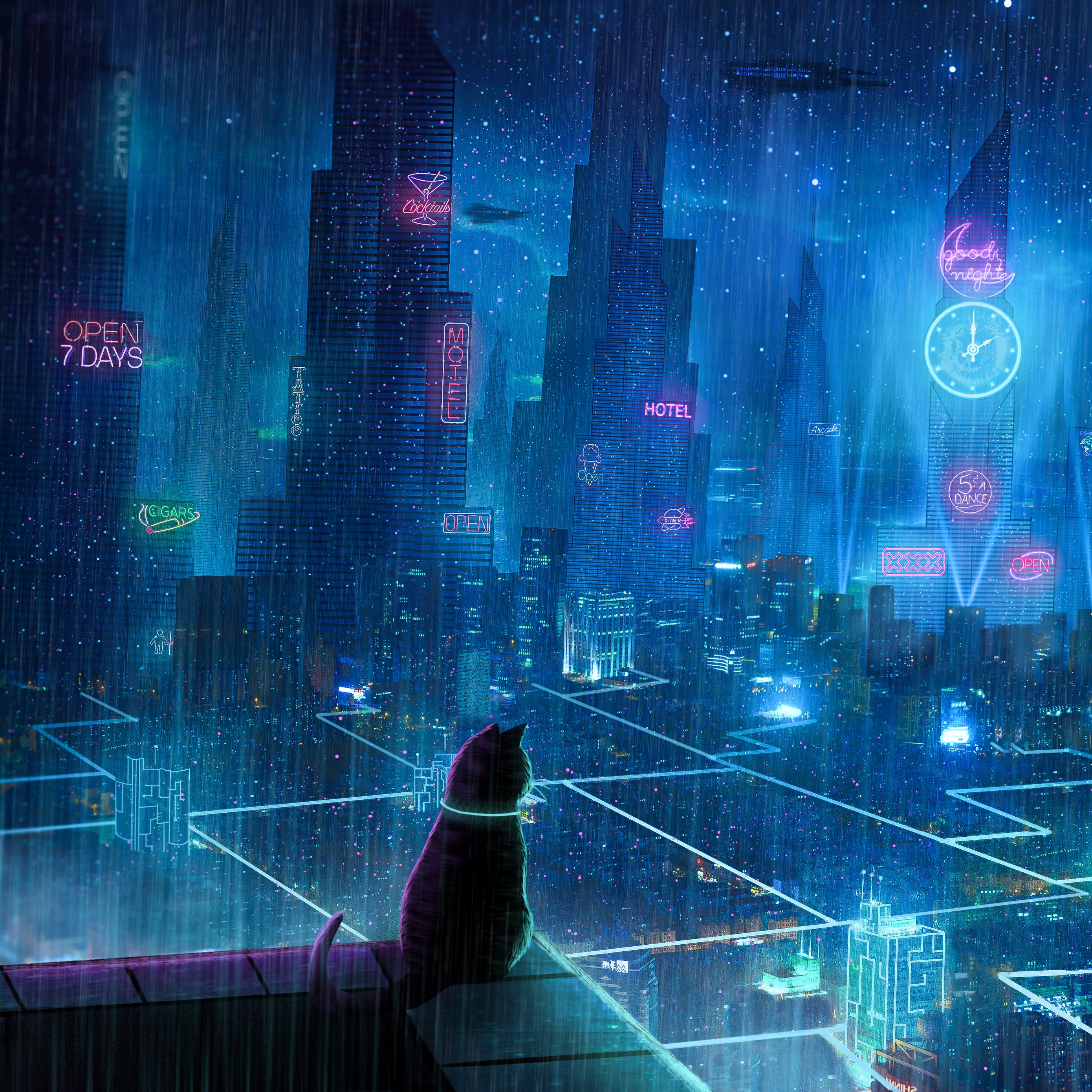 Cyberpunk cat wallpaper фото 107