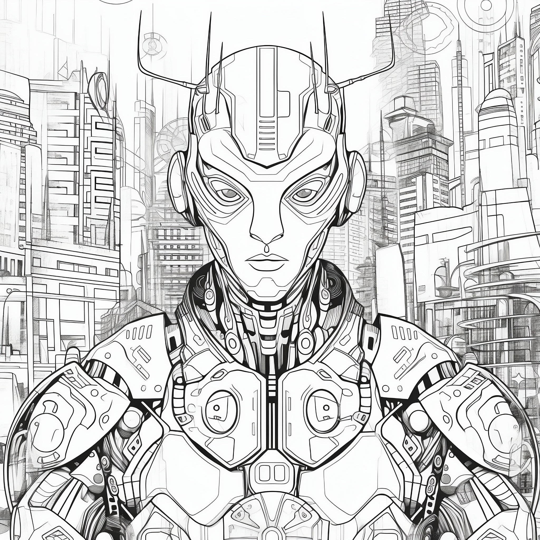 Cyborg coloring pages for kids and adults digital download download now