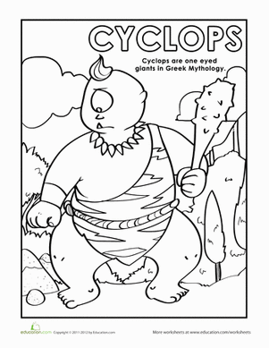 Cyclops worksheet education coloring pages myths monsters greek monsters