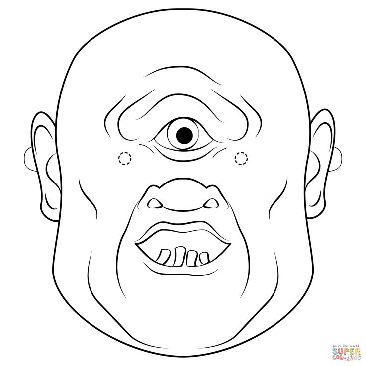 Cyclops mask coloring page free printable coloring pages skull coloring pages halloween coloring sheets coloring pages