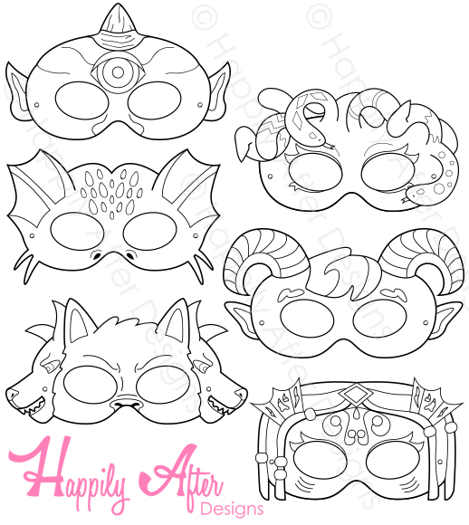 Greek monsters printable coloring masks â happily after designs