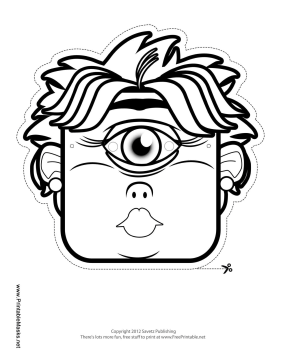 Printable female cyclops mask to color mask