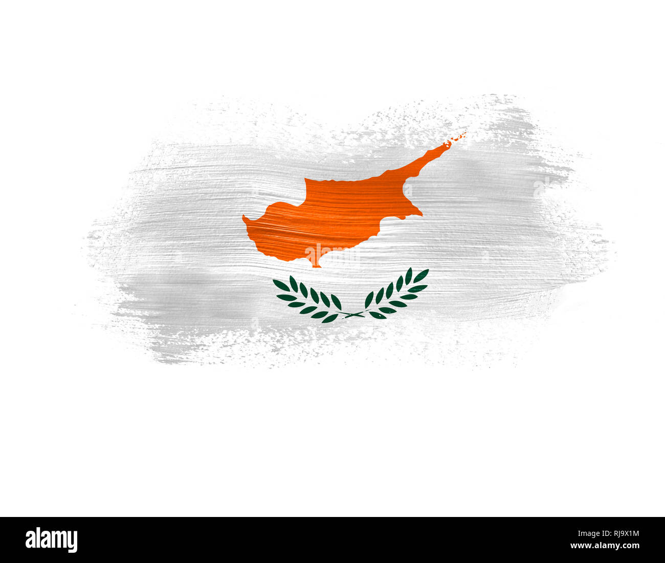 Brush painted flag of cyprus isolated on white background stock photo