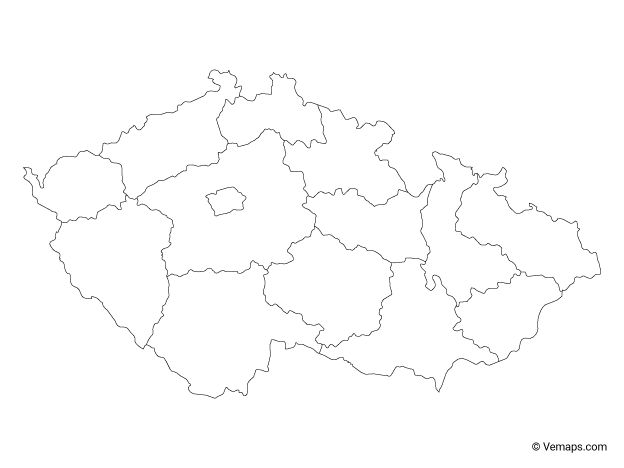 Outline map of czech republic with regions free vector maps map vector map czech republic