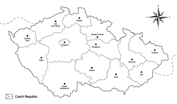 Vetor simples mapa preto branco repãºblica checa regiãµes marcadas imagem vetorial de kwaczek