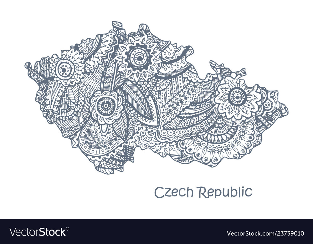 Textured map of czech republic hand drawn vector image