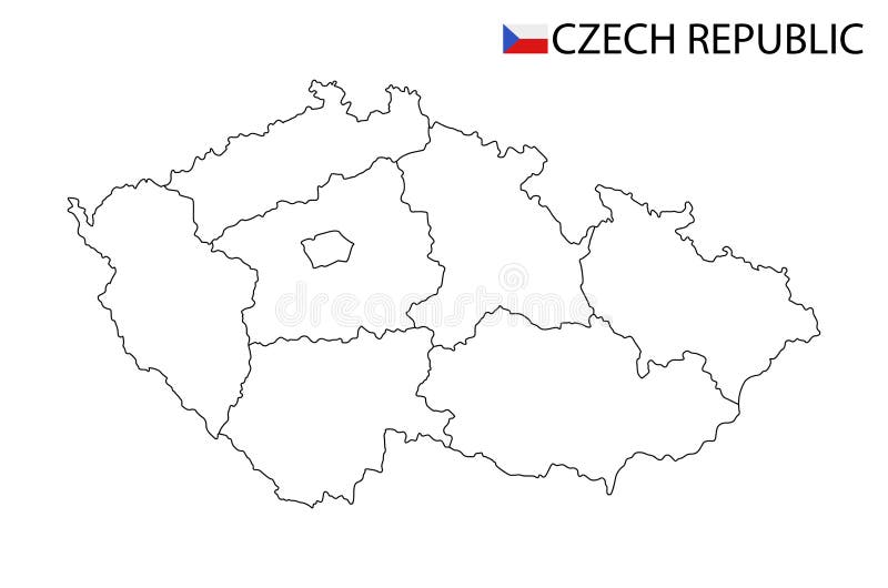 Czech republic map black and white detailed outline regions of the country stock vector