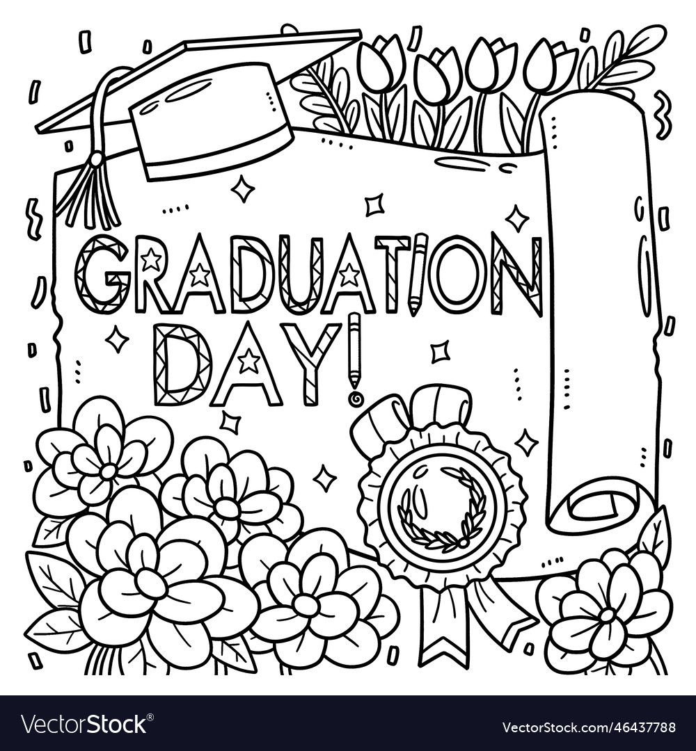 Graduation day coloring page for kids royalty free vector