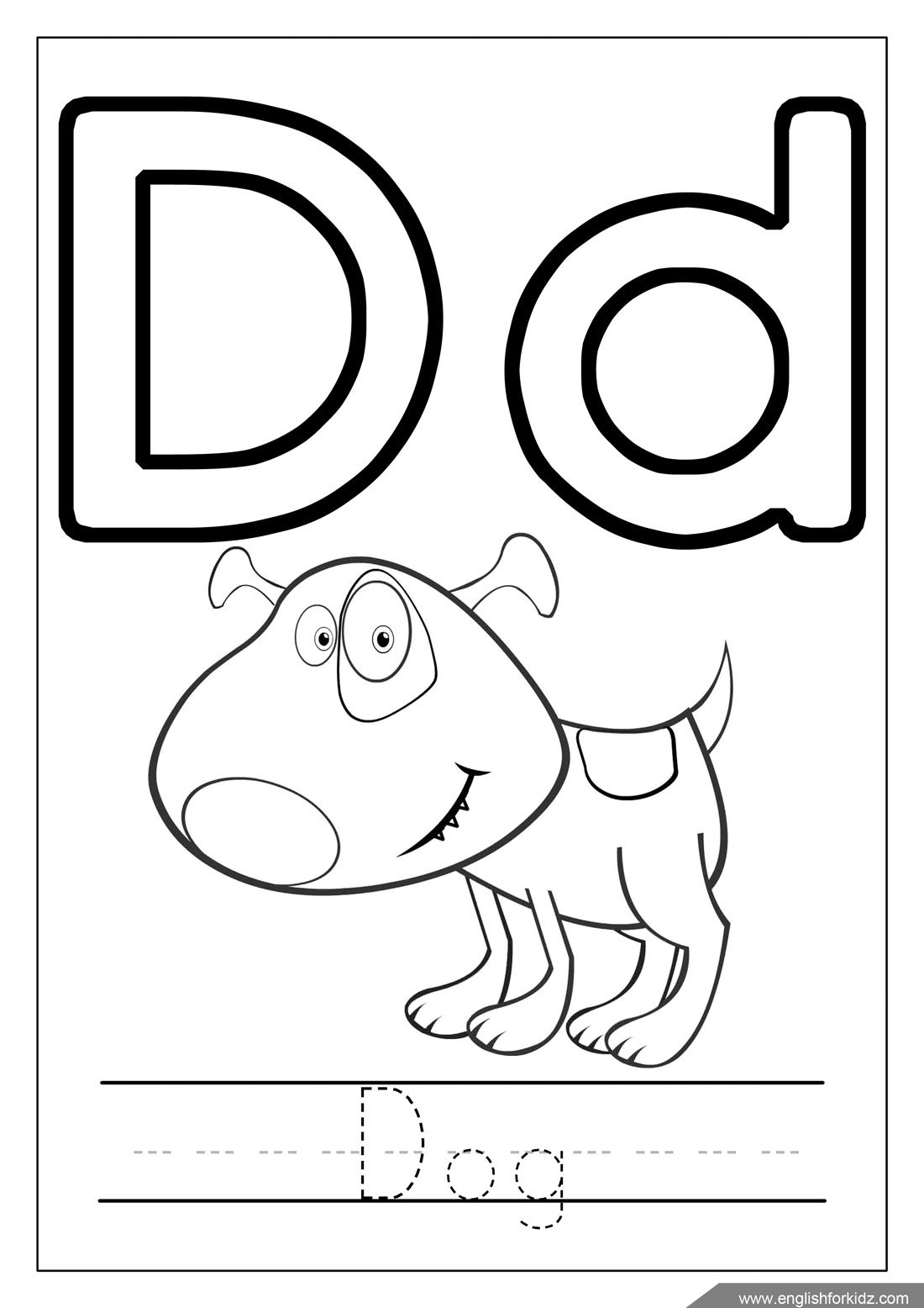 Alphabet coloring page letter d coloring d is for dog alphabet coloring pages alphabet coloring alphabet printables