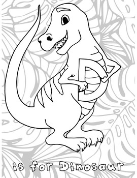 D is for dinosaur alphabet coloring by color me english tpt