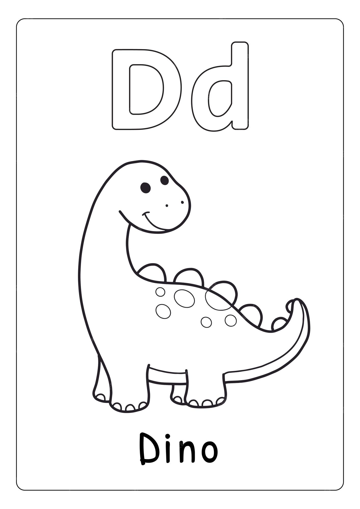 Premium vector alphabet letter d for dino page for kids