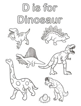 D is for dinosaur coloring page by cookies and racecars tpt