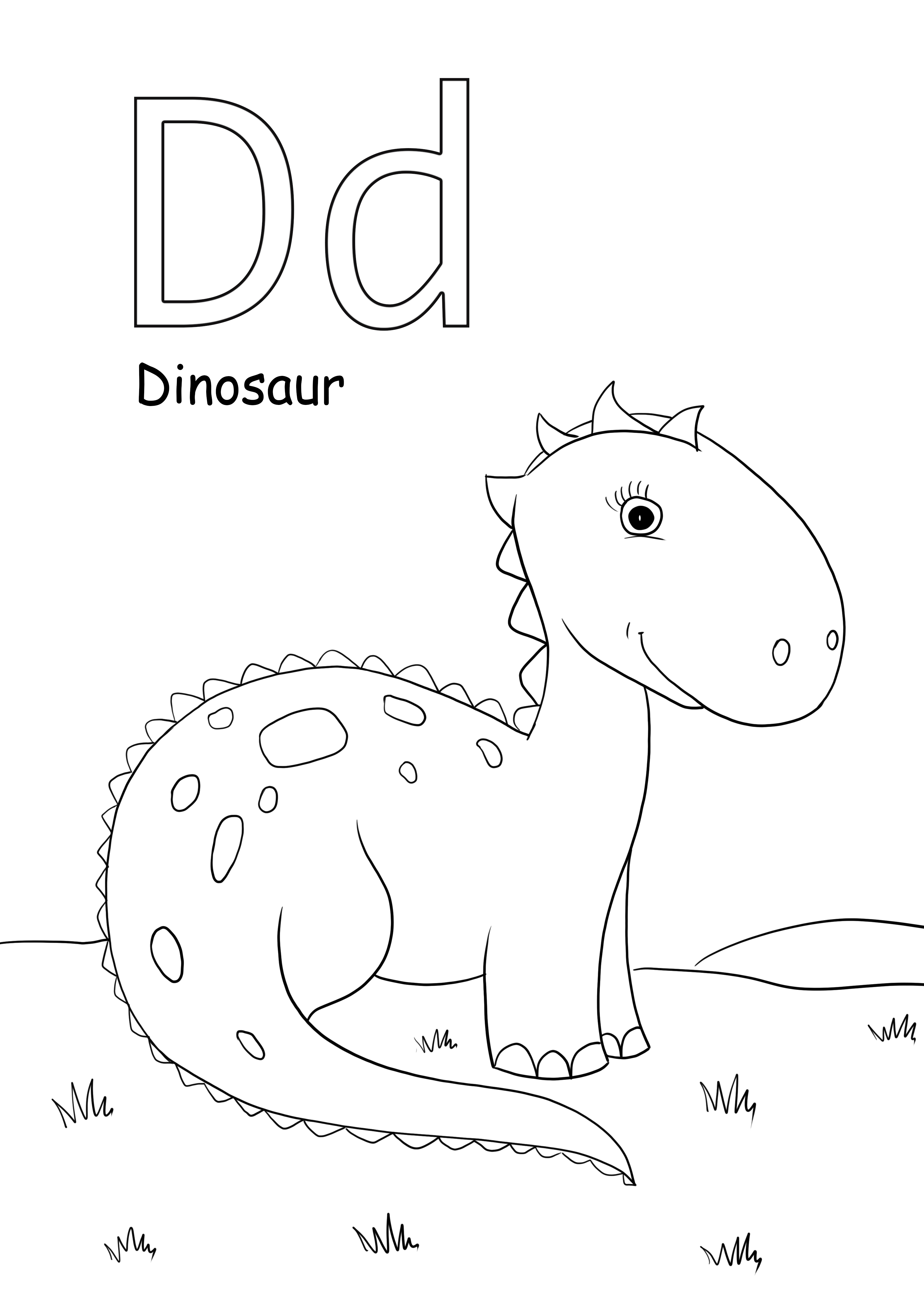 D is for dinosaur coloring images and is free to print