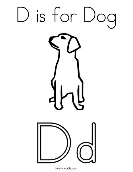 D is for dog coloring page