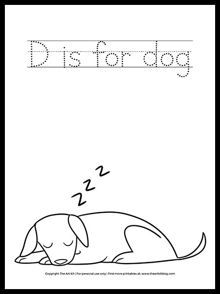 Free sleeping âd is for dogâ coloring page â the art kit