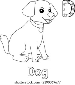 Dog alphabet abc coloring page d stock vector royalty free