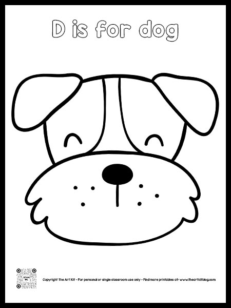 D is for dog coloring page dotted font â the art kit