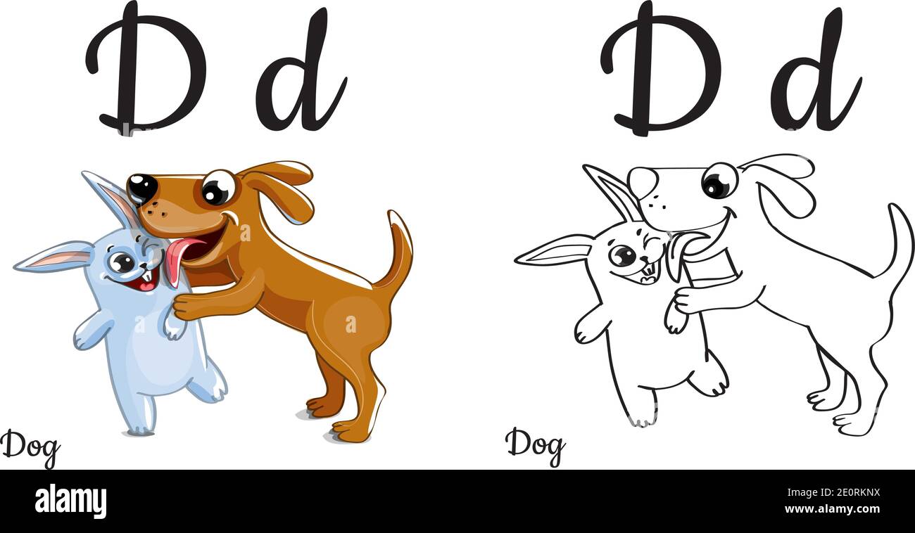 Dog vector alphabet letter d coloring page stock vector image art