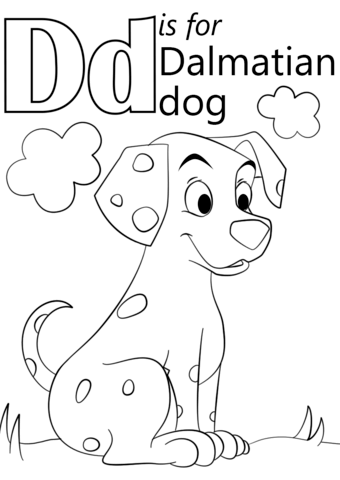 Letter d is for dalmatian dog coloring page free printable coloring pages