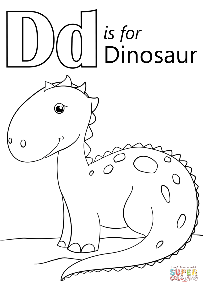 Letter d is for dinosaur coloring page free printable coloring pages