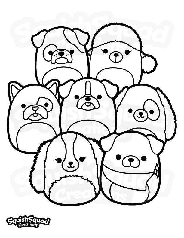 Squishmallow dog squad coloring page printable squishmallow coloring page squishmallow downloadable coloring sheet coloring page for kids
