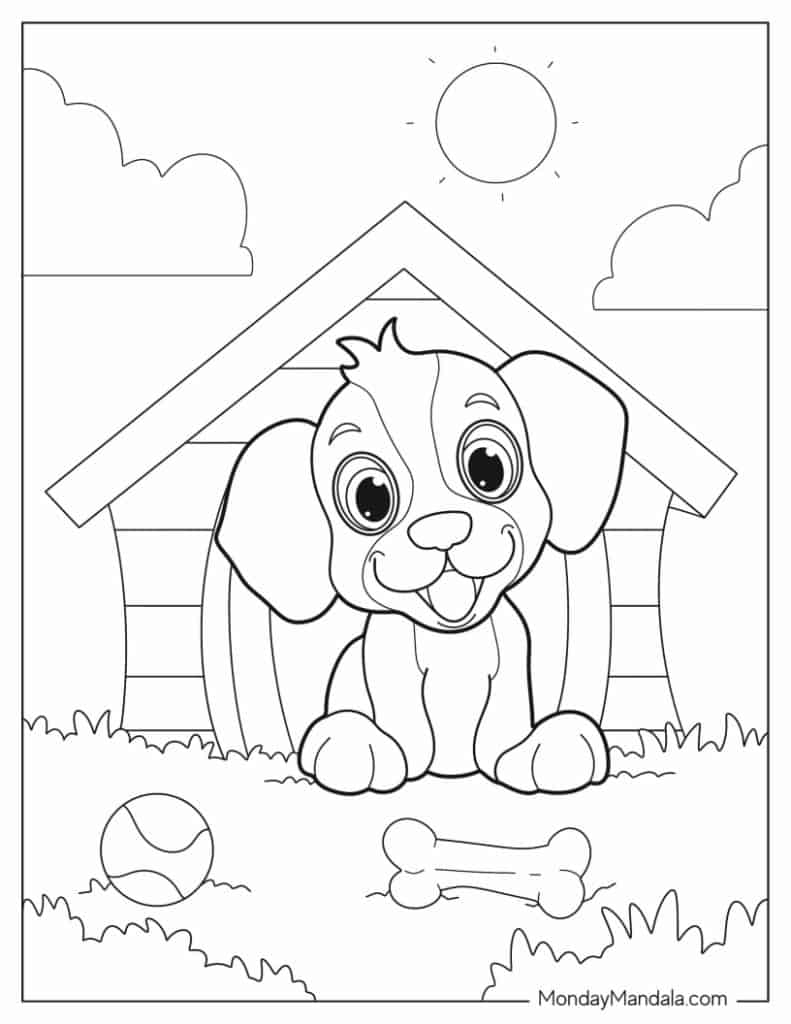 Dog coloring pages free pdf printables