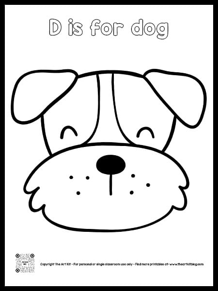 D is for dog coloring page dotted font â the art kit