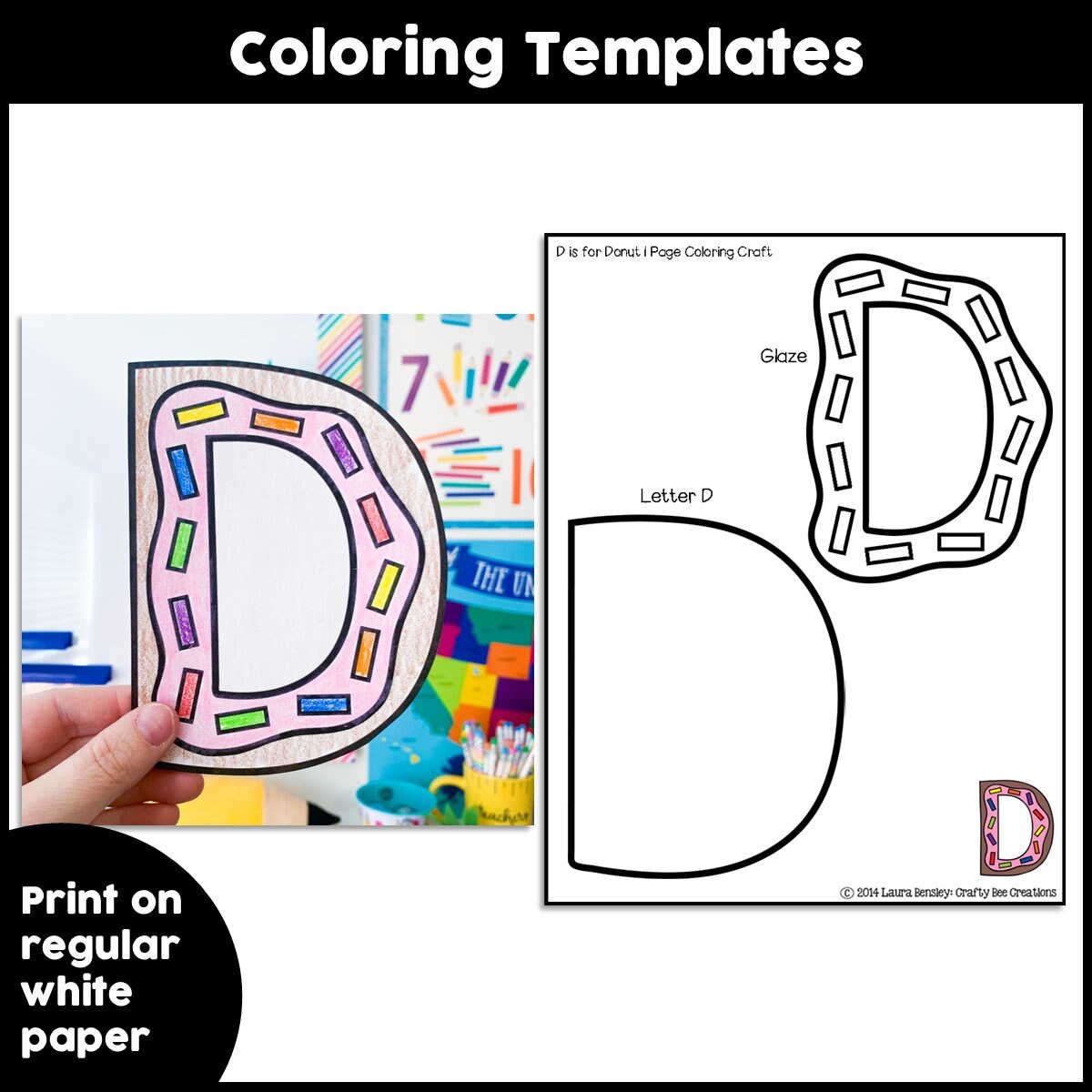 Letter d craft patterns donut craft alphabet crafts uppercase letter activities download now