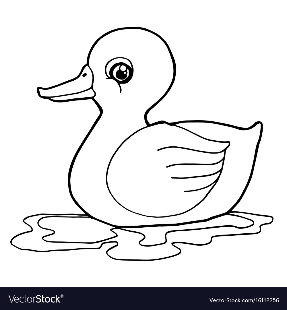 Cartoon cute duck coloring page royalty free vector image