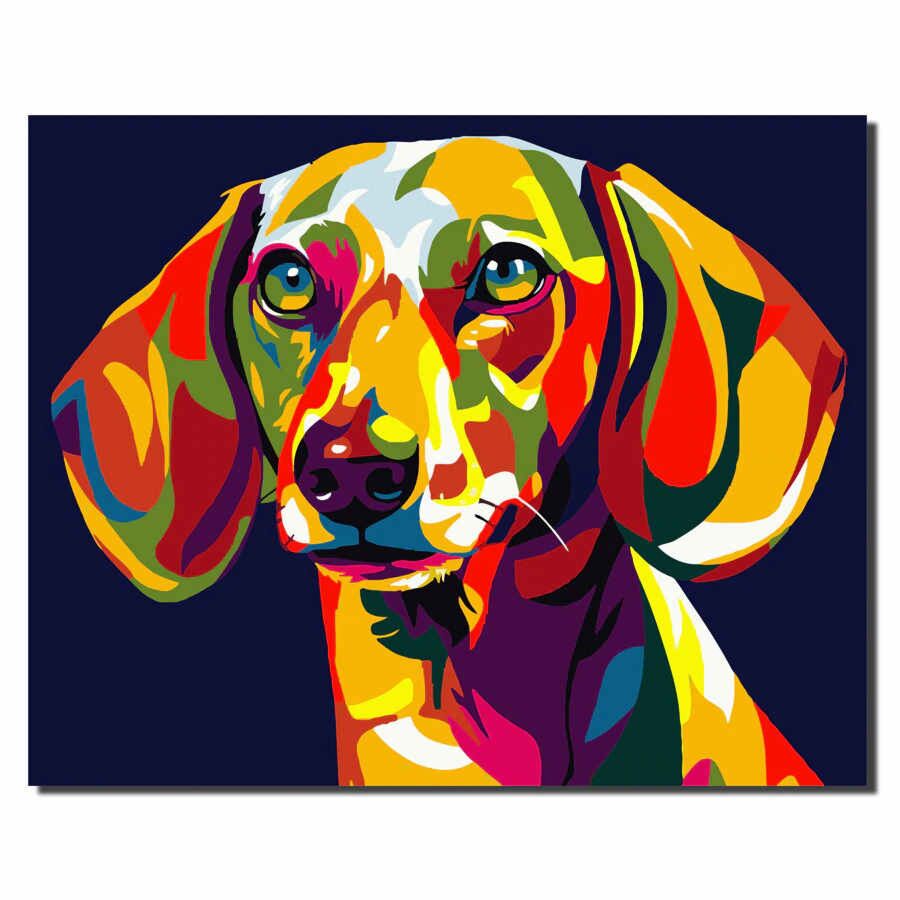 Painting by numbers dachshund colorful dog