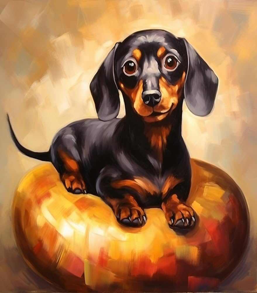 Paint by numbers for adults and kidscute animal dachshund pet doghand