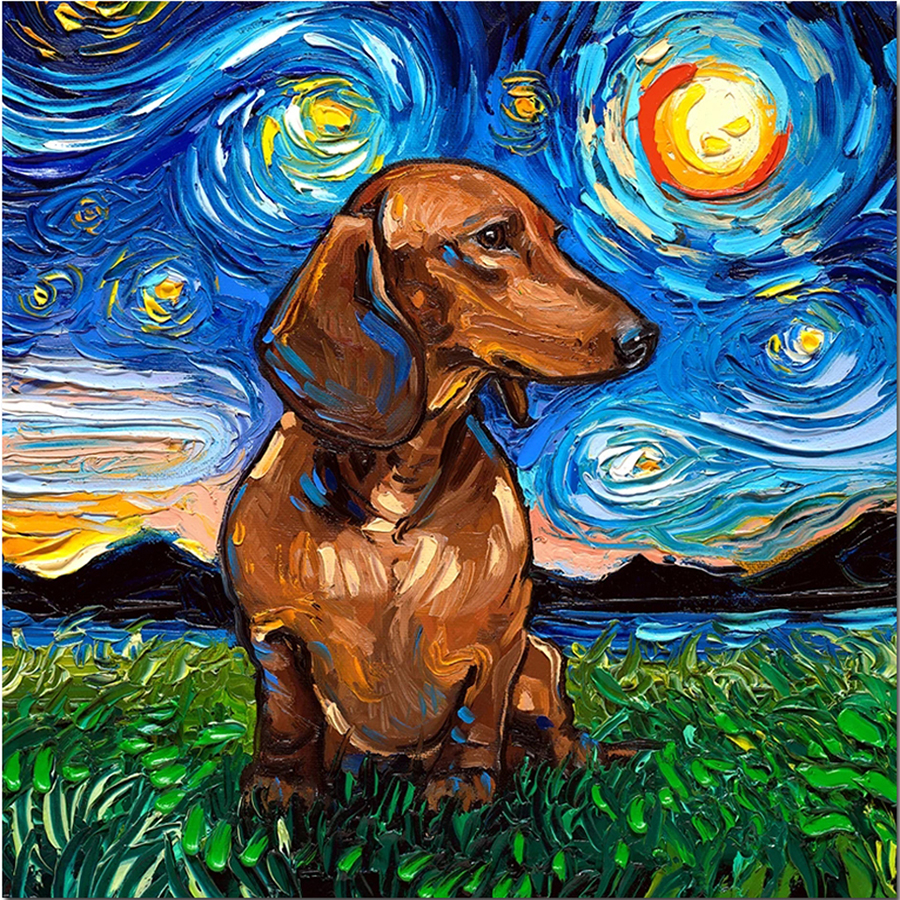 Starry night painting numbers paintings numbers dachshund paint numbers dachshund